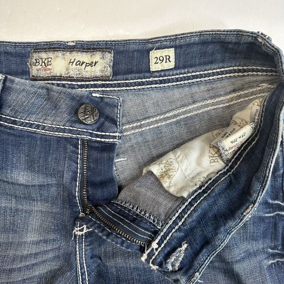 BKE Jeans 29 Bootcut Harper Blue Denim Womens Distress Western Cowboy Rodeo - Picture 8 of 13